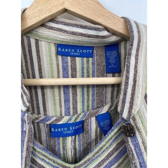 Karen Scott Vintage Womens Sleeveless Linen Blend V-Neck Midi Dress Size Large - Picture 4 of 15